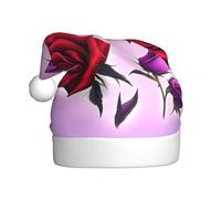 WHJDPP Rose rosse e viola Immagine Cappelli di Natale della peluche degli uomini e delle donne, cappelli adulti del partito di festa di Capodanno