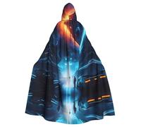 WHJDPP Science Fiction Future Prints Halloween adulto mantello con cappuccio per feste in costume ed eventi a tema