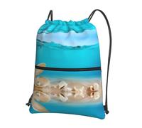 WHJDPP Sea Pearl Prints, zaino con cerniera e coulisse, leggero, impermeabile, con tasca frontale e organizer interno, ideale per viaggi, yoga ed escursioni