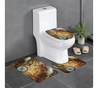WHJDPP Set di 3 tappetini con bussola e vecchio mappamondo, assorbenti e antiscivolo, per bagno, WC e cucina