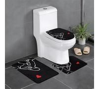 WHJDPP Set di 3 tappetini con immagine di bulldog francese, idrorepellenti e antiscivolo, per bagno, WC e cucina