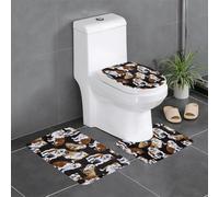 WHJDPP Set di 3 tappetini con immagine di bulldog inglesi, assorbenti e antiscivolo, per bagno, WC e cucine