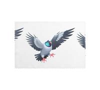 WHJDPP Set di 6 tovagliette con stampa di piccioni arrabbiati per tavolo da pranzo, lavabili, resistenti al calore e alle pieghe, per decorazioni per la casa