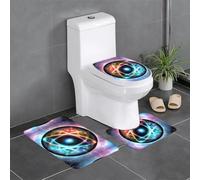 WHJDPP Set di tappeti da bagno antiscivolo con stampa dell'universo, 3 pezzi, tappetini ovali e rettangolari per WC, toeletta e servizi igienici