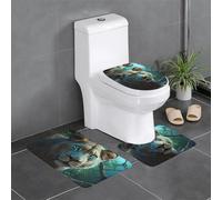 WHJDPP Set di tappeti da bagno antiscivolo con stampa di leonessa con occhi blu e verdi, 3 pezzi, tappetini ovali e rettangolari per WC, toeletta e servizi igienici