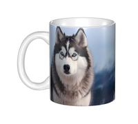 WHJDPP Siberian Husky Tazza in ceramica per cappuccino, latte, cereali, yogurt, latte, bevande calde o fredde Forno a microonde