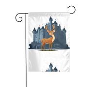 WHJDPP Sika Deer in the Castle Bandiere da giardino con stampa 30,5 x 45,7 cm per decorazione da cortile con larghezza di posizione del palo di 3 cm (solo bandiera, asta non inclusa)