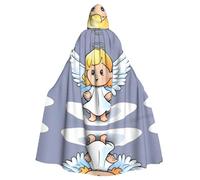 WHJDPP Simpatico mantello con cappuccio per adulti con stampa di angioletti per Halloween, per giochi di ruolo