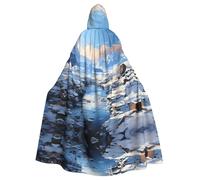 WHJDPP Snowy Mountain Scenery Printing Adult Hooded Cloak è un poncho con cappuccio super grande, confortevole e resistente per Halloween