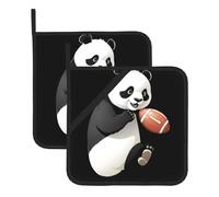 WHJDPP Sottovaso isolato quadrato con stampa di panda che gioca a calcio, 2 pezzi, dotato di una comoda corda laterale per appenderlo facilmente