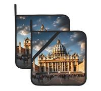 WHJDPP Sottovaso quadrato con stampa basilica di San Pietro, 2 pezzi, dotato di una comoda corda laterale per appenderlo facilmente