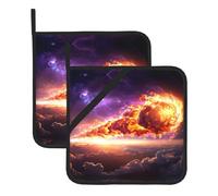 WHJDPP Sottovaso quadrato con stampa cometa nello spazio, 2 pezzi, dotato di una comoda corda laterale per appenderlo facilmente