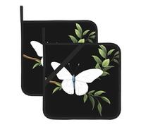 WHJDPP Sottovaso quadrato isolato bianco con farfalla su ramo, 2 pezzi, dotato di una comoda corda laterale per appenderlo facilmente