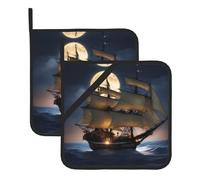 WHJDPP Sottovaso quadrato isolato con stampa di luna piena, 2 pezzi, dotato di una comoda corda laterale per appenderlo facilmente