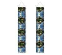 WHJDPP Striscione per portico di laurea con motivo Castle in the Moonlight, robusto, durevole, lavabile e riutilizzabile, decorazione per feste, cerimonie, porte d'ingresso