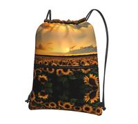 WHJDPP Sunflowers Sea Prints, zaino con coulisse e cerniera, leggero, impermeabile, con tasca frontale e organizer interno, ideale per viaggi, yoga ed escursionismo