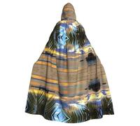 WHJDPP Sunset at The Beach Prints, mantello con cappuccio, lungo, comodo, per cosplay