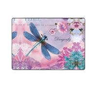 WHJDPP Tappeto in pelliccia sintetica ultra morbida con stampa di libellule rosa e libellula blu, 203,2 x 147,3 cm, coperta in peluche per soggiorno, camera da letto, ufficio e altro ancora