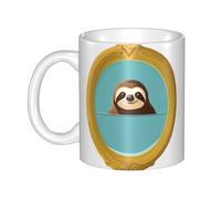 WHJDPP Tazza in ceramica con immagine di bradipo nello specchio per cappuccino, latte, cereali, yogurt, latte, bevande calde o fredde Forno a microonde