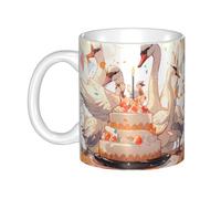 WHJDPP Tazza in ceramica con immagine di cigno per cappuccino, latte, cereali, yogurt, latte, bevande calde o fredde Forno a microonde