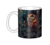 WHJDPP Tazza in ceramica con immagine di gufo nella foresta, per cappuccino, latte, cereali, yogurt, latte, bevande calde o fredde Forno a microonde