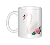 WHJDPP Tazza in ceramica con immagine di rosa cigno per cappuccino, latte, cereali, yogurt, latte, bevande calde o fredde forno a microonde