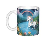 WHJDPP Tazza in ceramica con unicorni in esecuzione per cappuccino, latte, cereali, yogurt, latte, bevande calde o fredde Forno a microonde