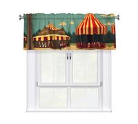 WHJDPP Tende corte con immagine di circo vintage, con mantovana, 137,2 x 45,7 cm, decorazione per la casa per cucina, bagno, lavanderia, studio, finestra superiore