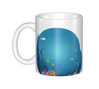 WHJDPP The Happy World of Little Fish Tazza in ceramica per cappuccino, latte, cereali, yogurt, latte, bevande calde o fredde forno a microonde