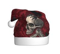 WHJDPP Uccello e cranio candela Immagine Cappelli di Natale peluche degli uomini e delle donne, cappelli di festa di Capodanno adulti