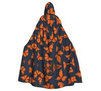 WHJDPP Un mantello con cappuccio per adulti con immagine di farfalle arancioni è un poncho con cappuccio super grande, confortevole e resistente per Halloween