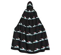 WHJDPP Una piccola barca rotolata tra le onde ruvide Stampe Halloween Adulto Mantello con Cappuccio per feste in costume ed eventi a tema