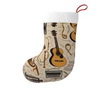 Whjdpp Vari strumenti musicali retrò che stampano calzini natalizi stampati su entrambi i lati per decorazioni interne per feste di grande capacità