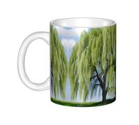 WHJDPP Willow Tree Tazza in ceramica stampata per cappuccino, latte, cereali, yogurt, latte, bevande calde o fredde forno a microonde