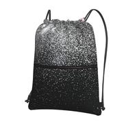 WHJDPP Zaino con coulisse con stampa glitter argento lucido, leggero, impermeabile, con tasca con cerniera, per palestra, viaggi, yoga ed escursionismo