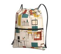 WHJDPP Zaino con coulisse con stampa moderna di metà secolo, leggero, impermeabile, con tasca con cerniera, per palestra, viaggi, yoga ed escursionismo