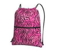 WHJDPP Zebra, tigre, leopardo, rosa, con coulisse, borsa sportiva leggera e resistente all'acqua, con tasca con cerniera, per palestra, viaggi, yoga ed escursionismo
