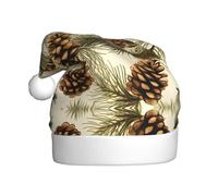 WHJHBD Bordo della pigna stampato cappelli di Natale della peluche degli uomini e delle donne, cappelli adulti del partito di festa di Capodanno