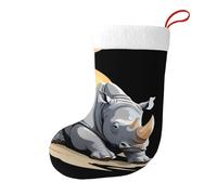 Whjhbd Calze decorative natalizie con stampa di rinoceronte che si crogiolano al sole, per riempire piccoli regali come caramelle e piccoli giocattoli