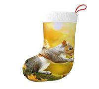 Whjhbd Calzini decorativi natalizi stampati con scoiattolo che mangia noce, per riempire piccoli regali come caramelle e piccoli giocattoli