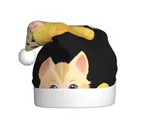 WHJHBD Gattino che gioca con le palle di filato Stampato Cappelli di Natale della peluche degli uomini e delle donne, cappelli di festa di Capodanno adulti