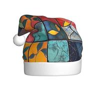 WHJHBD Le mattonelle variopinte hanno stampato i cappelli di Natale della peluche degli uomini e delle donne, cappucci adulti