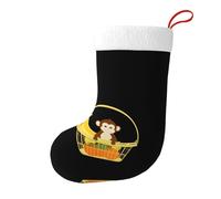 Whjhbd Little Monkey in the Shopping Basket, calze decorative natalizie stampate per riempire piccoli regali come caramelle e piccoli giocattoli