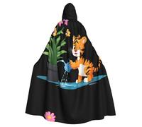 WHJHBD Little Tiger - Mantello con cappuccio e papillon per Halloween, per adulti, per feste in costume, cosplay