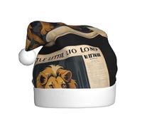 WHJHBD Piccolo leone sul giornale Stampato Cappelli di Natale della peluche degli uomini e delle donne, cappellini per adulti di festa di Capodanno