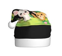 WHJHBD Un paradiso felice per i piccoli animali Stampato Cappelli di Natale della peluche degli uomini e delle donne, cappelli di festa di Capodanno per adulti