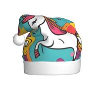 WHJHBD Unicorni variopinti stampati cappelli di Natale della peluche degli uomini e delle donne, cappelli adulti del partito di festa di Capodanno