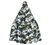 WHJHBD White Trees - Mantello con cappuccio e papillon per Halloween, per adulti, motivo mimetico, per feste in costume, cosplay