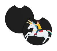 Whjshop 2 portabicchieri per interni auto, motivo "Boy Riding A Unicorn", impermeabili e veloci, per auto, camion, SUV e navi