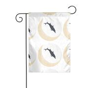 WHJSHOP Bandiera da giardino con delfino che attraversa la luna, decorazione per cortile, 30,5 x 45,7 cm, spessa e durevole